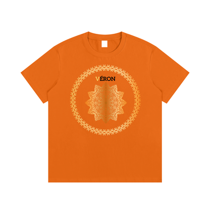 Orange t-shirt with a central design and 'VERON' branding on a white background