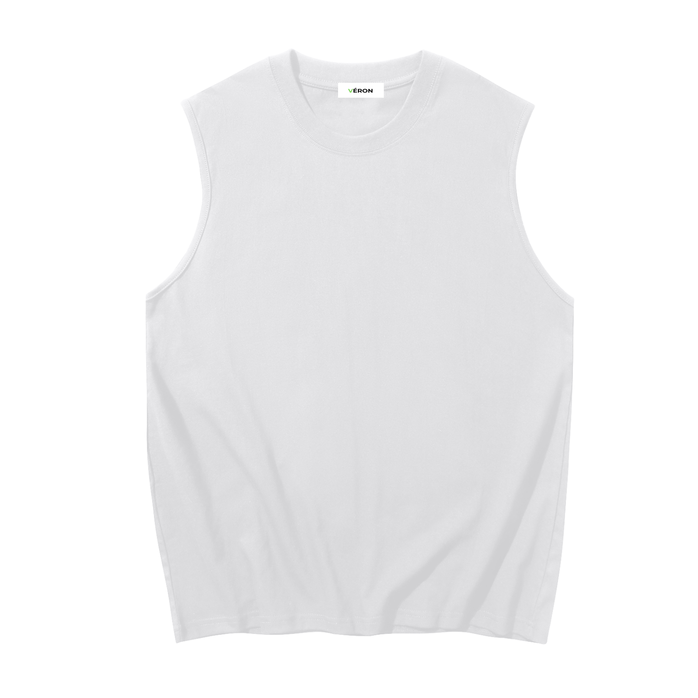 White sleeveless top on a white background