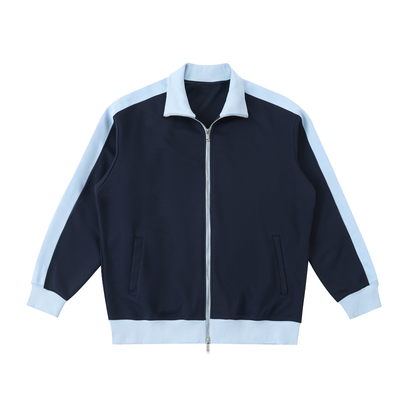 VERON Navy jacket with light blue accents on a white background