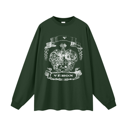 Green long-sleeve shirt with white emblem and 'VERON' text on a white background