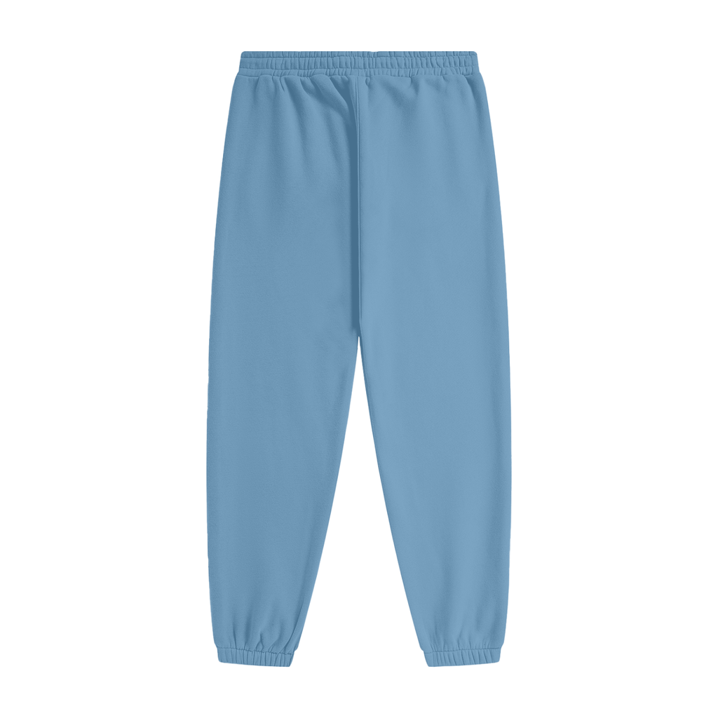 Light blue sweatpants on a white background