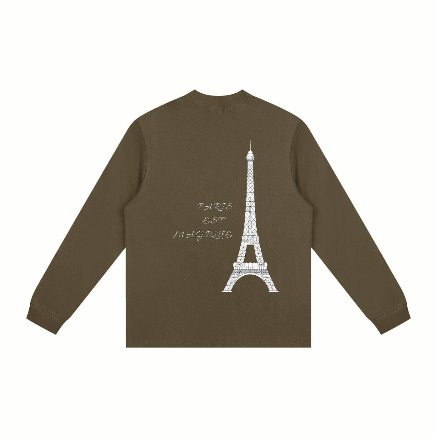 Back view of the VÉRON Paris Est Magique shirt showcasing relaxed fit. 

