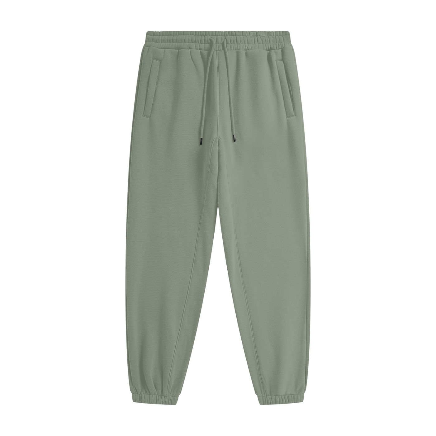 Green sweatpants on a white background