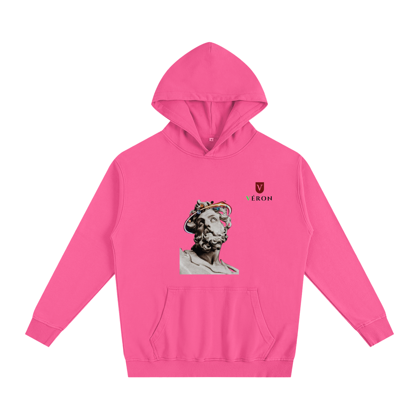 Artistic hoodie inspired by classical sculpture and modern streetwear.

