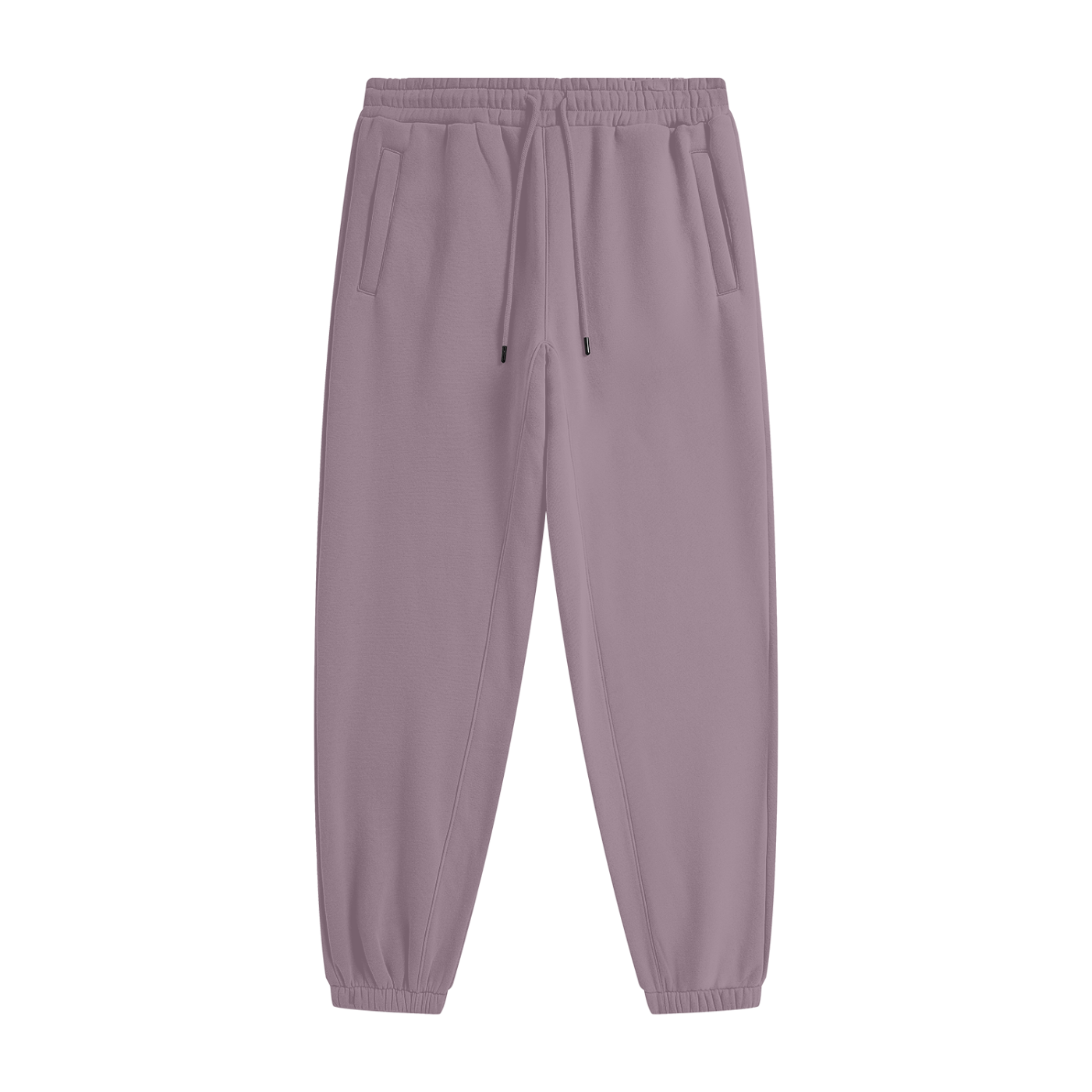 Purple jogger pants on a white background