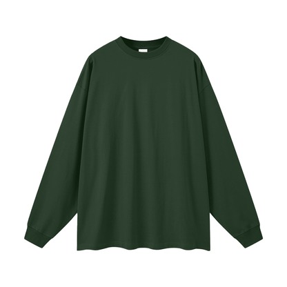 Green long-sleeve shirt on a white background