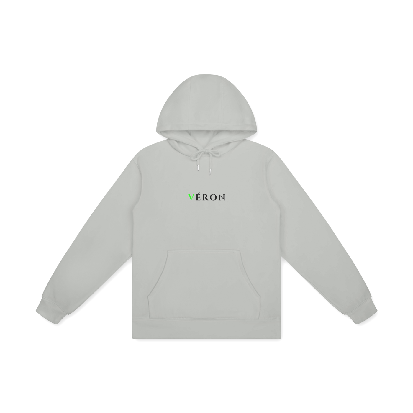 Light gray hoodie with 'VERON' logo on a white background