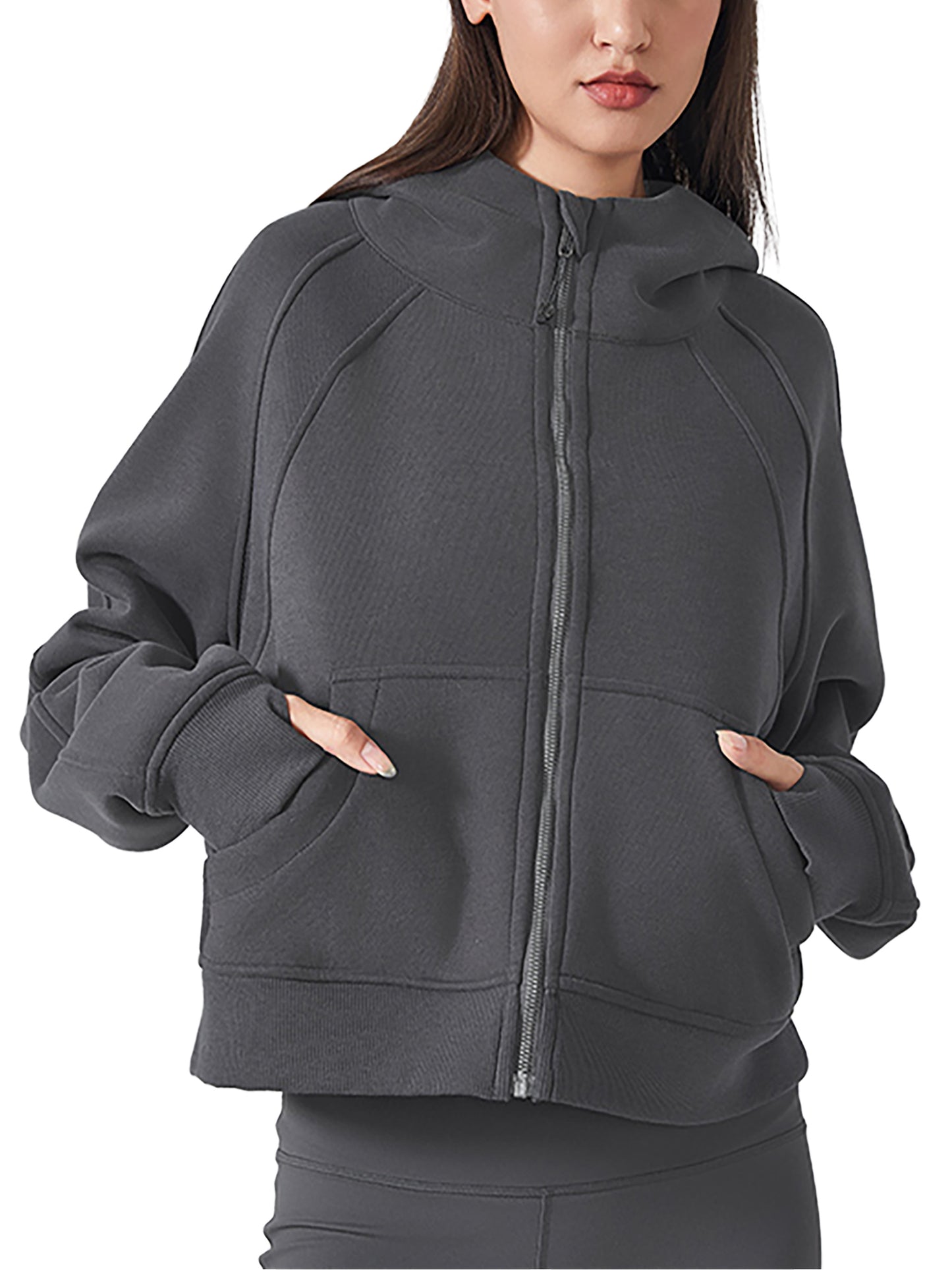 Model wearing VÉRON Noémie luxury women’s streetwear hoodie 3