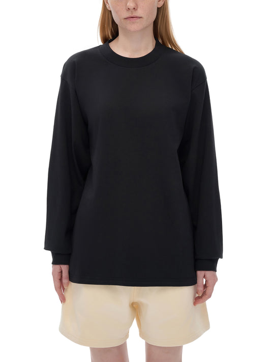 Model wearing VÉRON Domitille designer long sleeve tee casual style 1