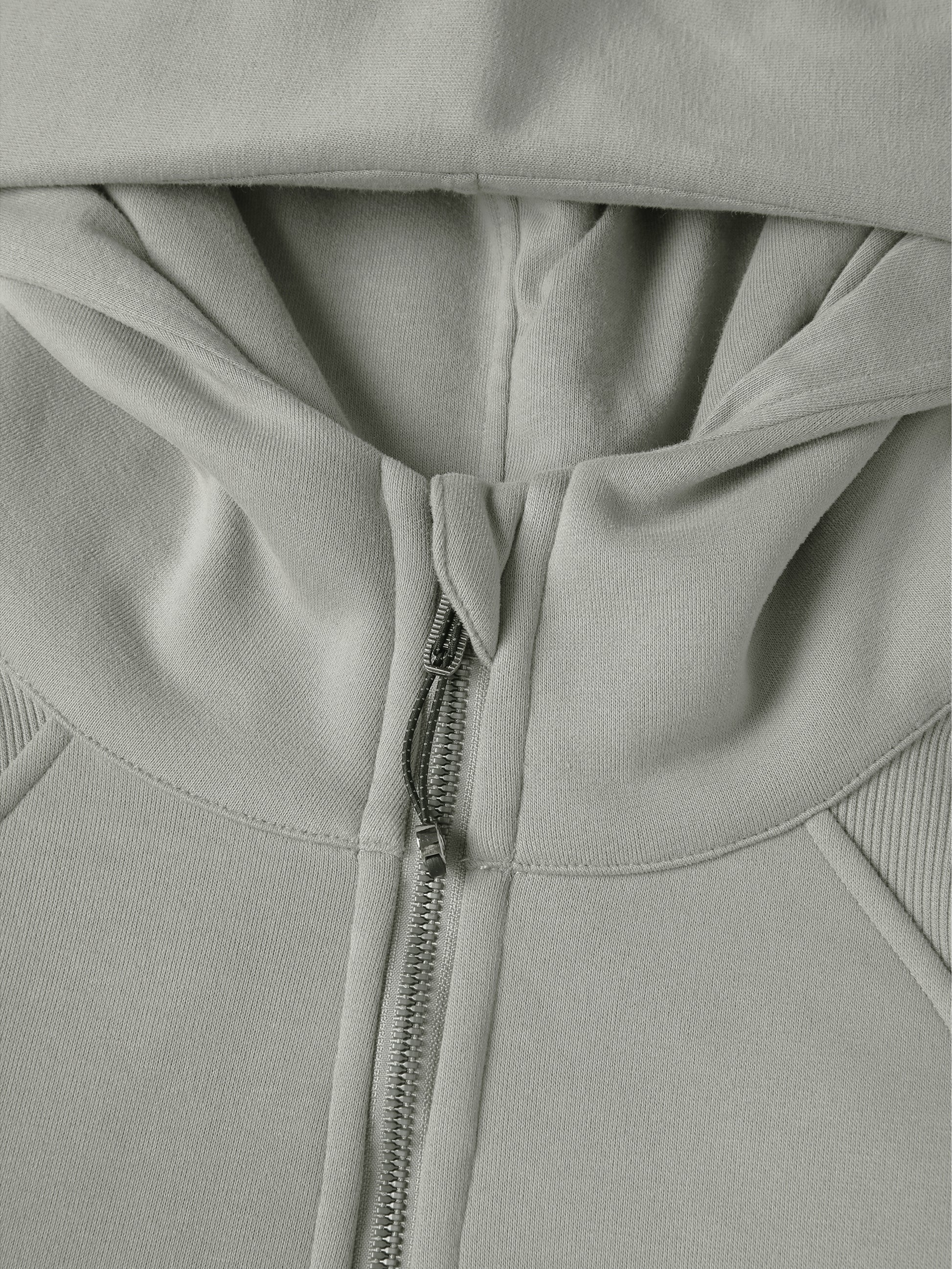 Detail shot of minimalist design and fabric texture of LA Plume hoodie

