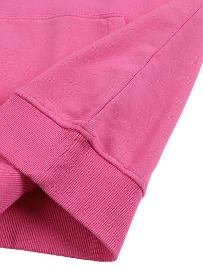 Close-up of a pink sweatshirt with a white background