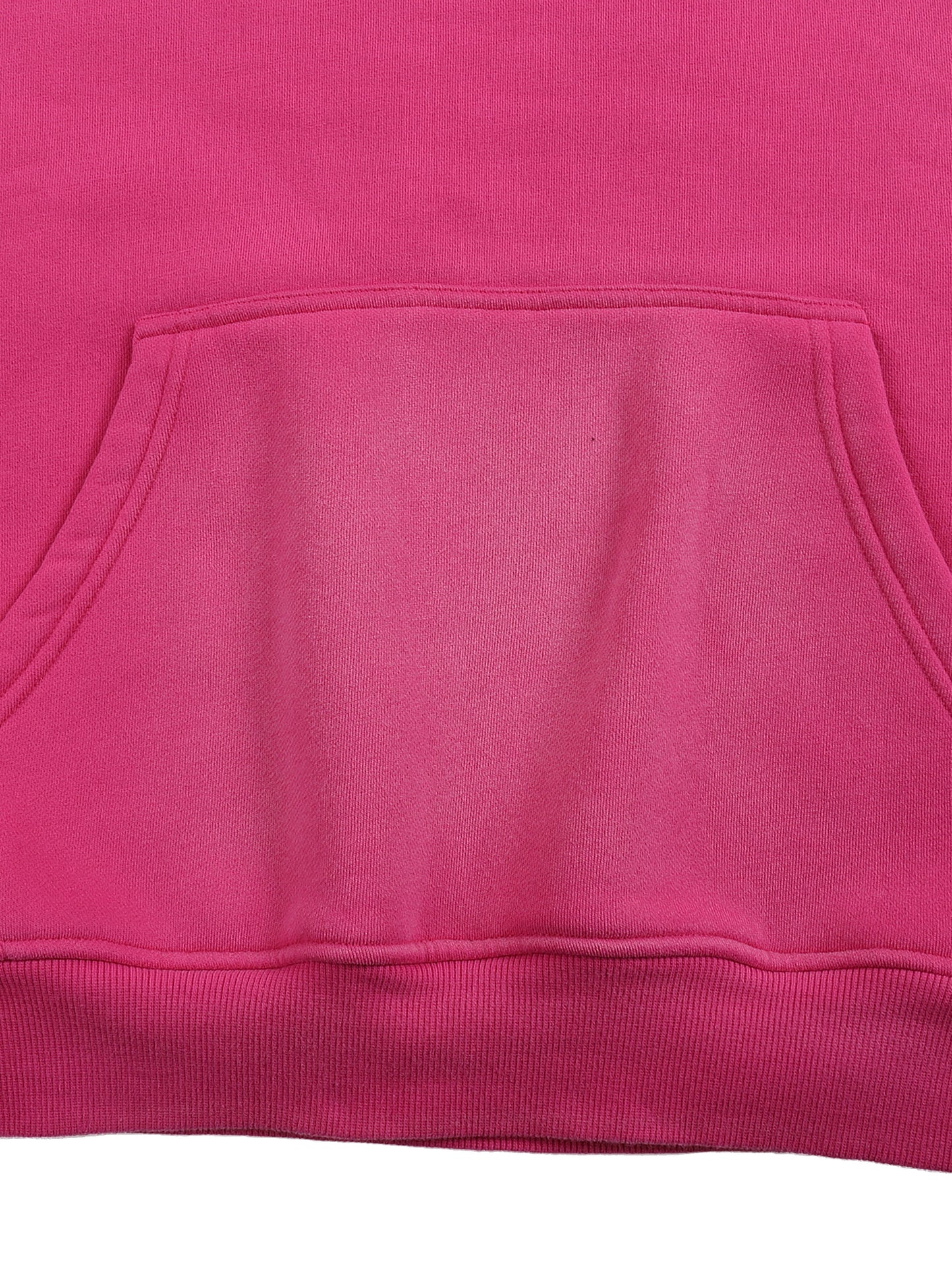 Close-up of a pink hoodie pocket on a white background