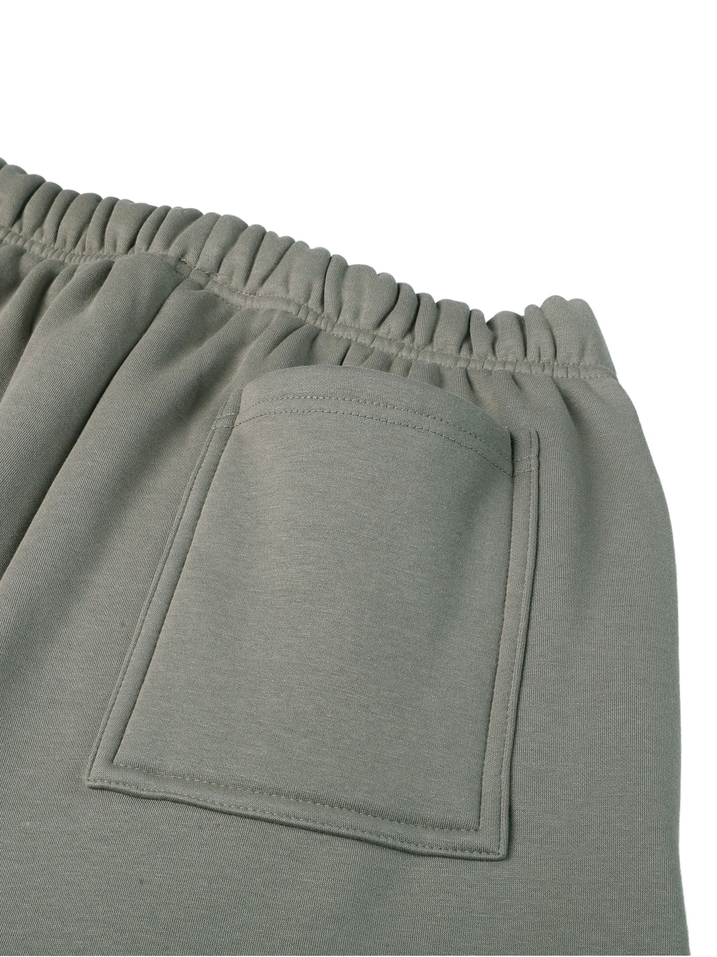 Close-up of a gray sweatshirt with a pocket on a white background