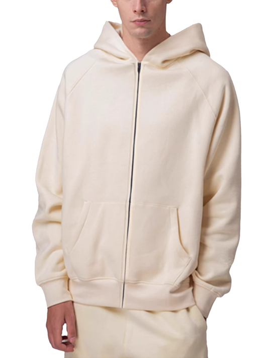 Model wearing VÉRON unisex Saint-Raphaël zip hoodie streetwear style 1