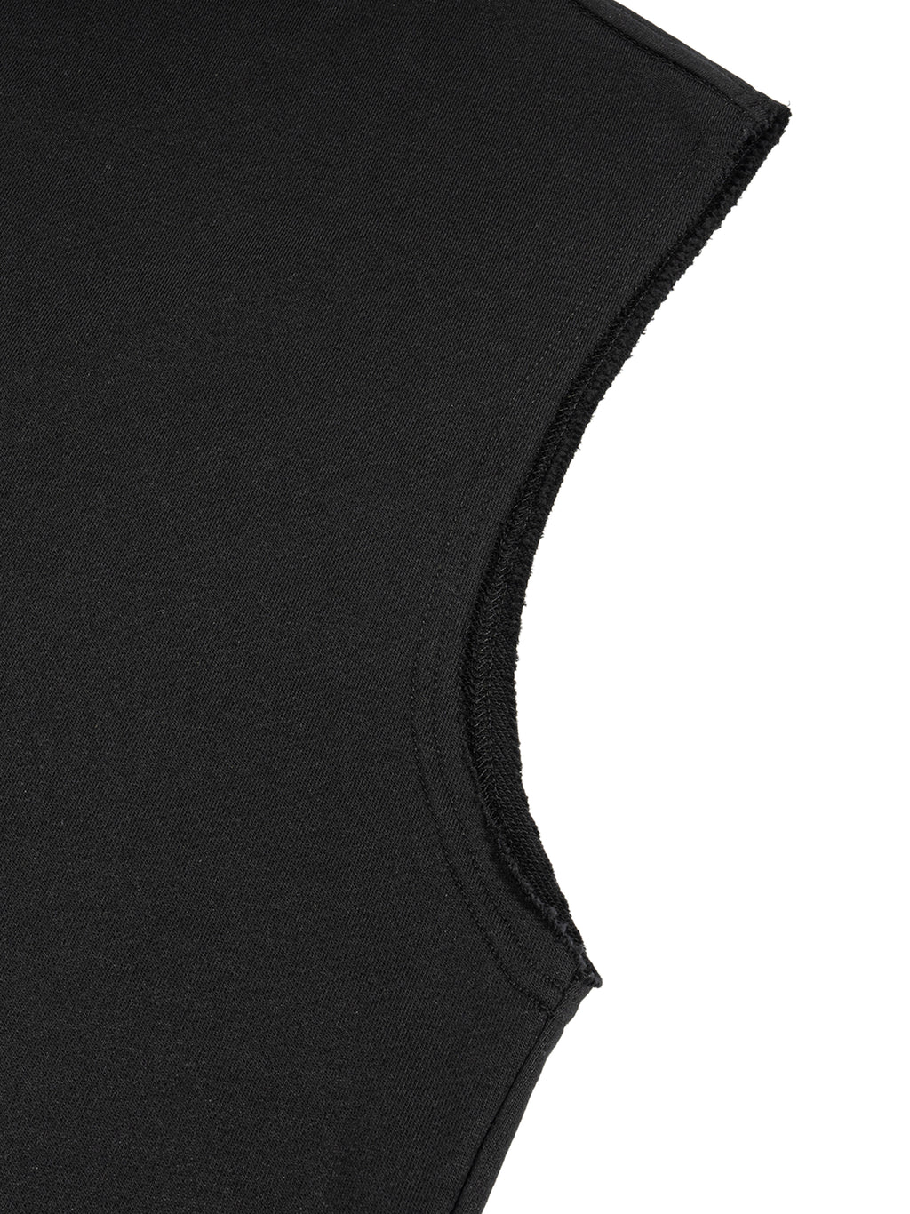 Black sleeveless top on a white background