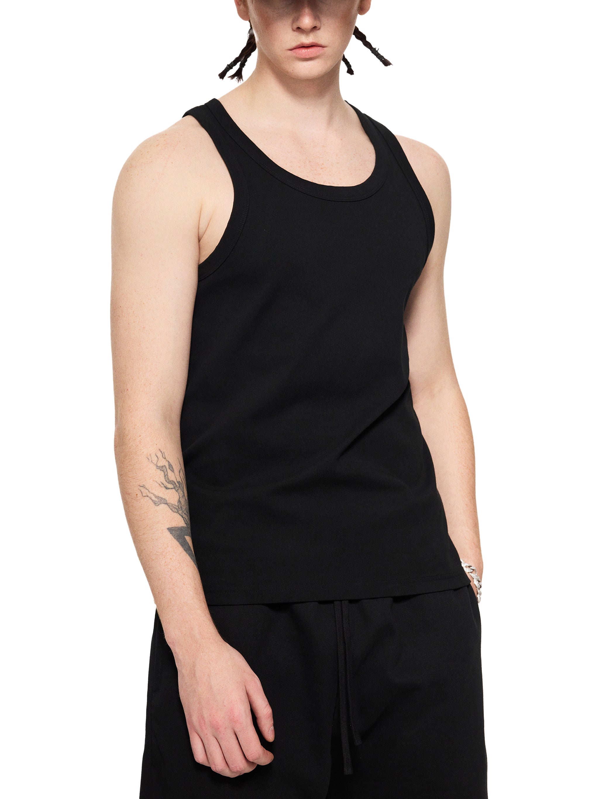 VERON black tank top and pants on model