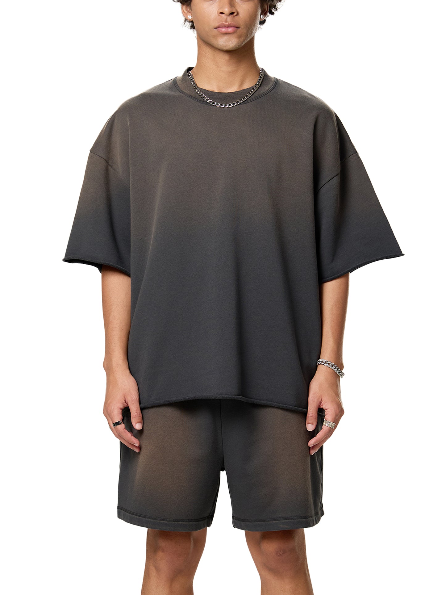 Premium cotton oversized tee close-up fabric texture 1