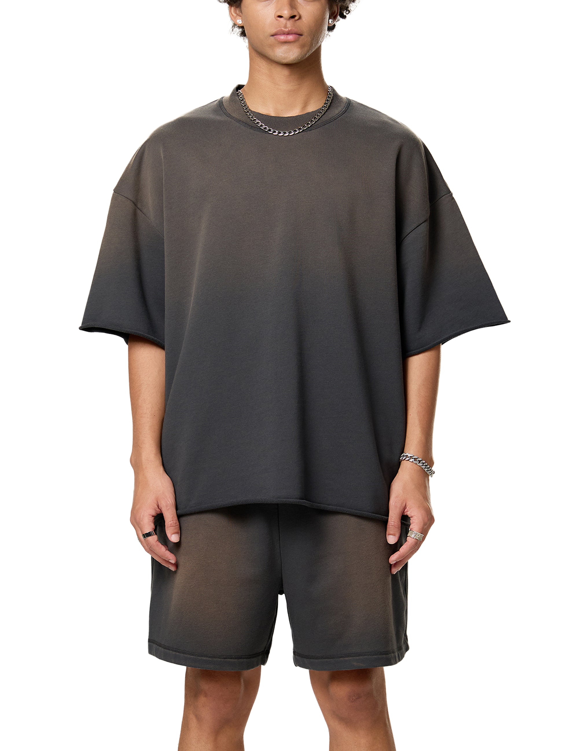 Premium cotton oversized tee close-up fabric texture 1