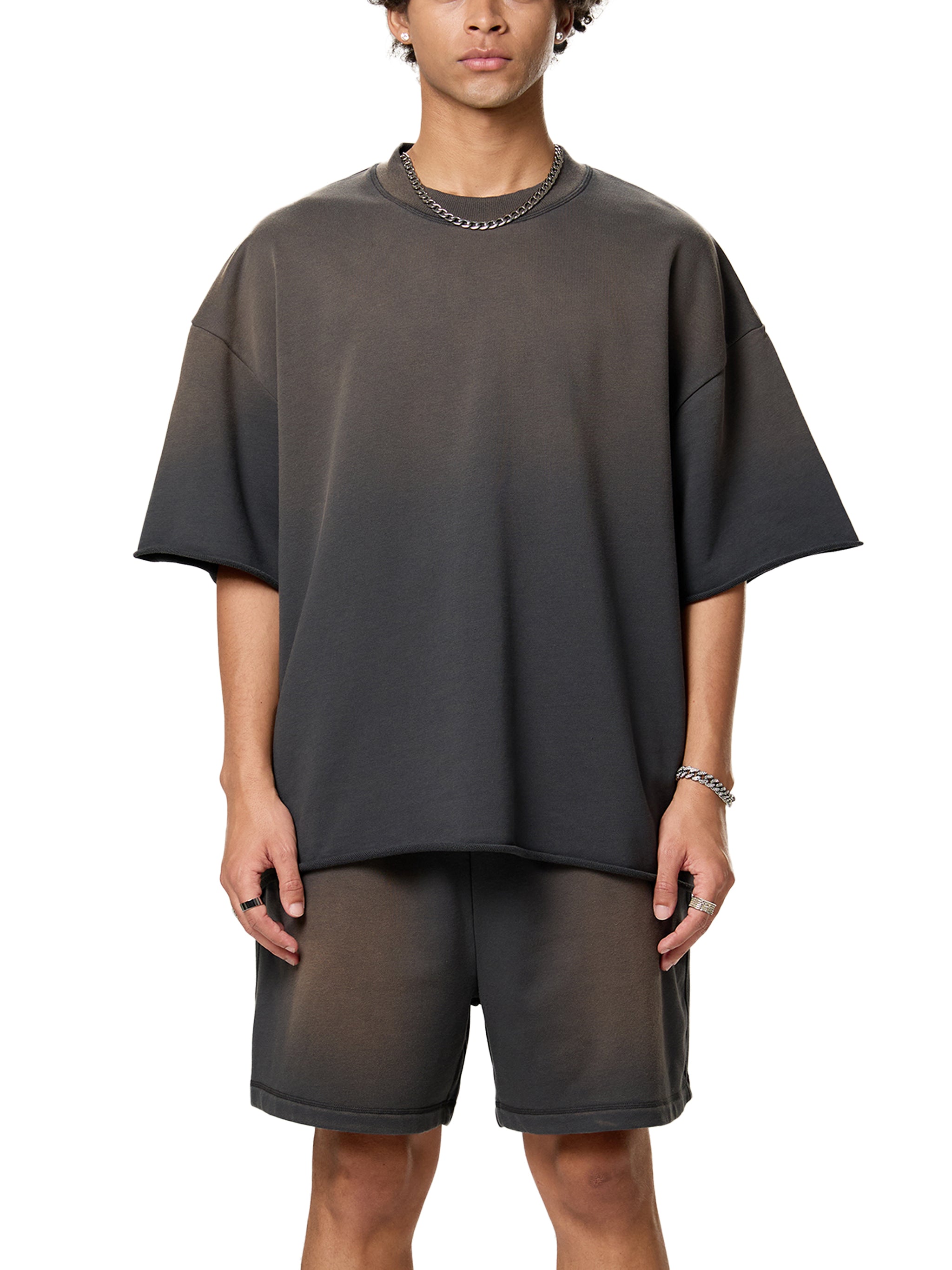 Premium cotton oversized tee close-up fabric texture 1