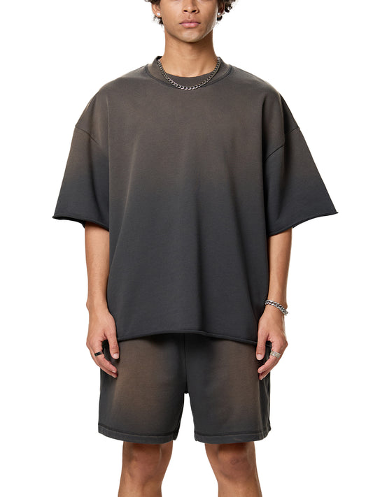 Premium cotton oversized tee close-up fabric texture 1