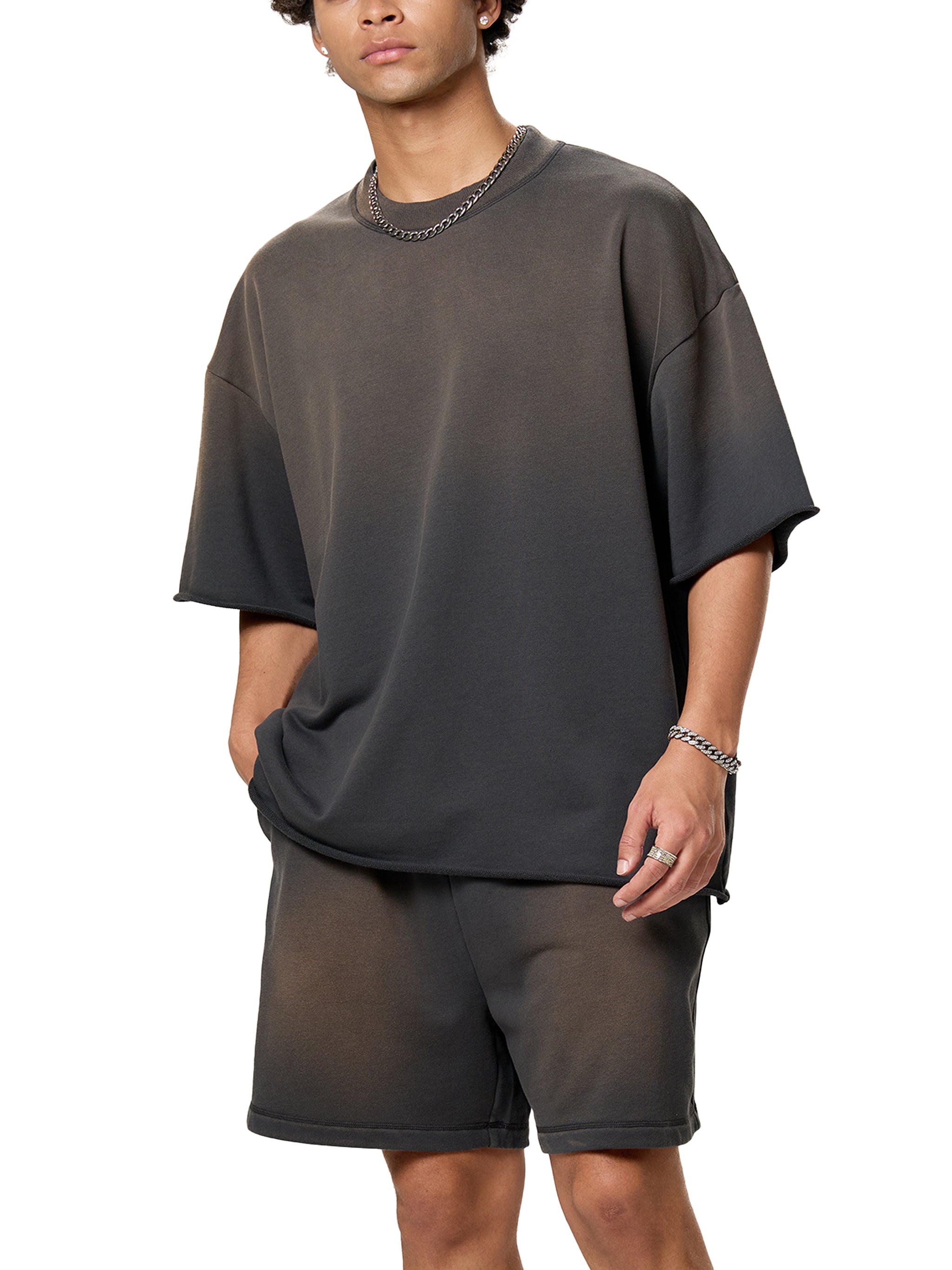 Premium cotton oversized tee close-up fabric texture 5