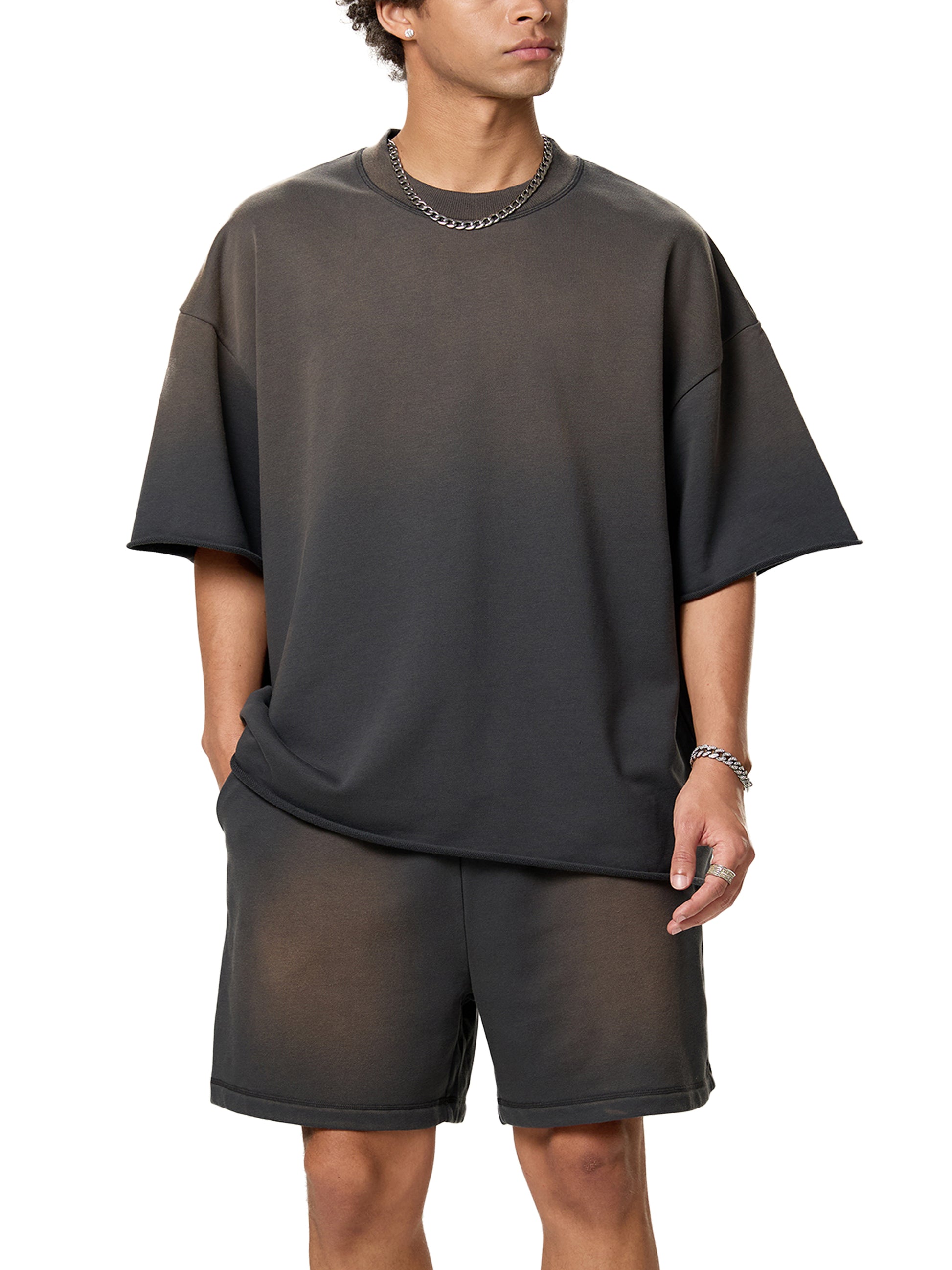 Premium cotton oversized tee close-up fabric texture 3