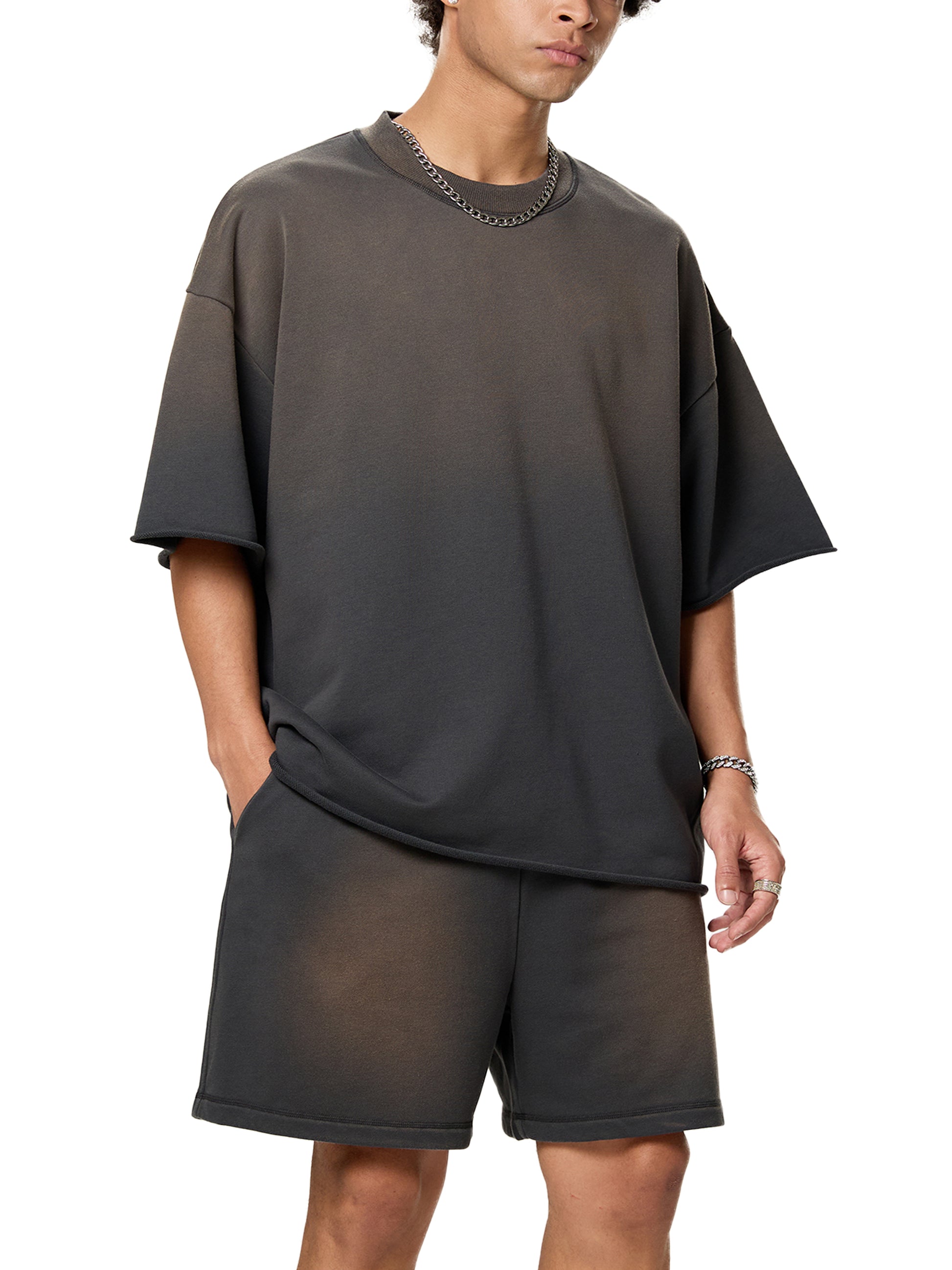 Premium cotton oversized tee close-up fabric texture 4