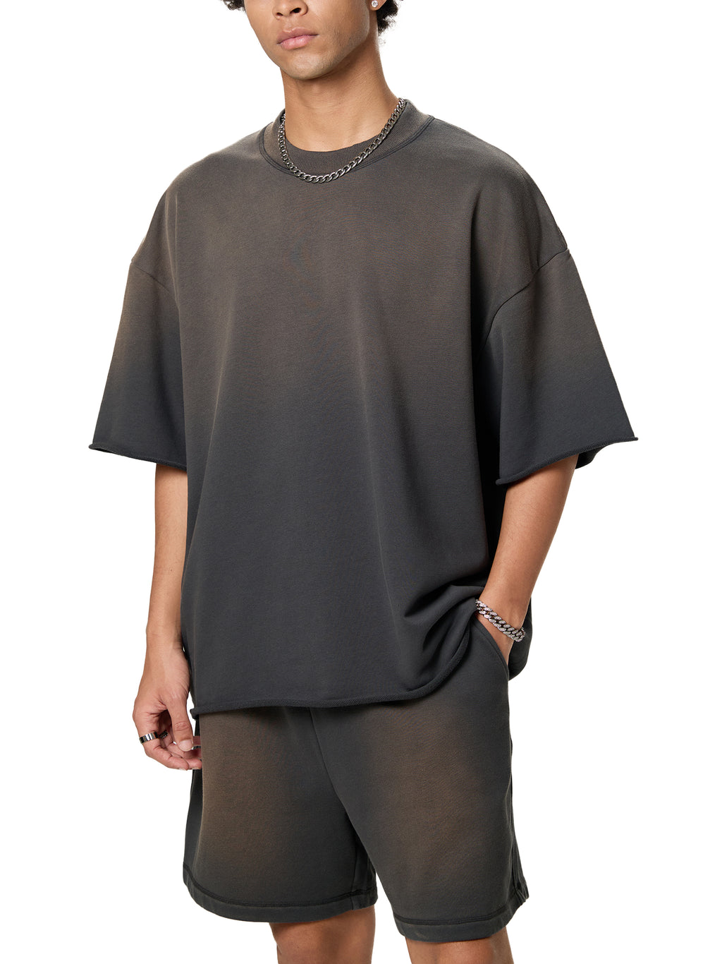 Premium cotton oversized tee close-up fabric texture 2