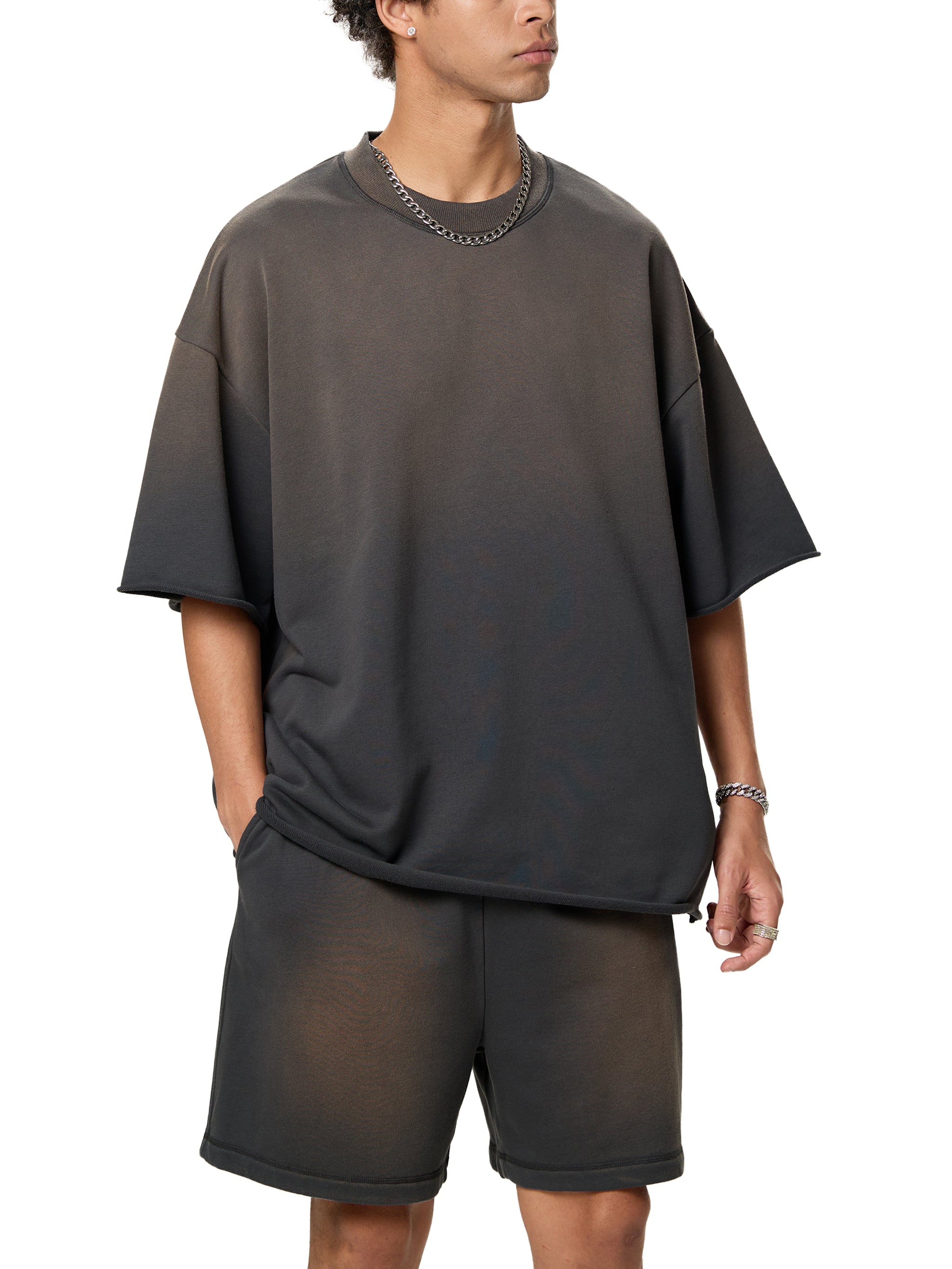 Premium cotton oversized tee close-up fabric texture 6