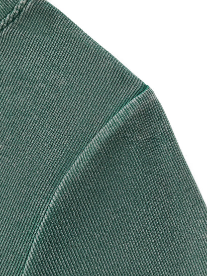 Close-up of thick vintage-wash fabric texture of VÉRON women's tee 3.

