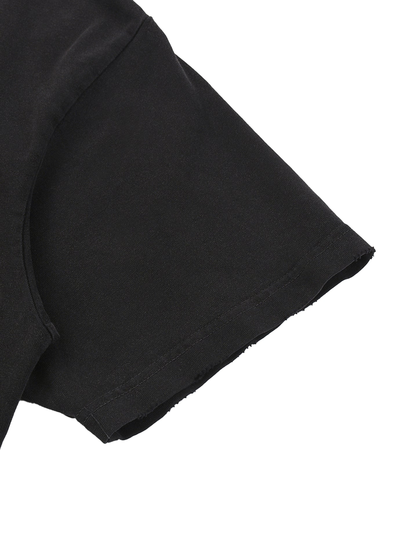 Close-up of a black sleeve on a white background