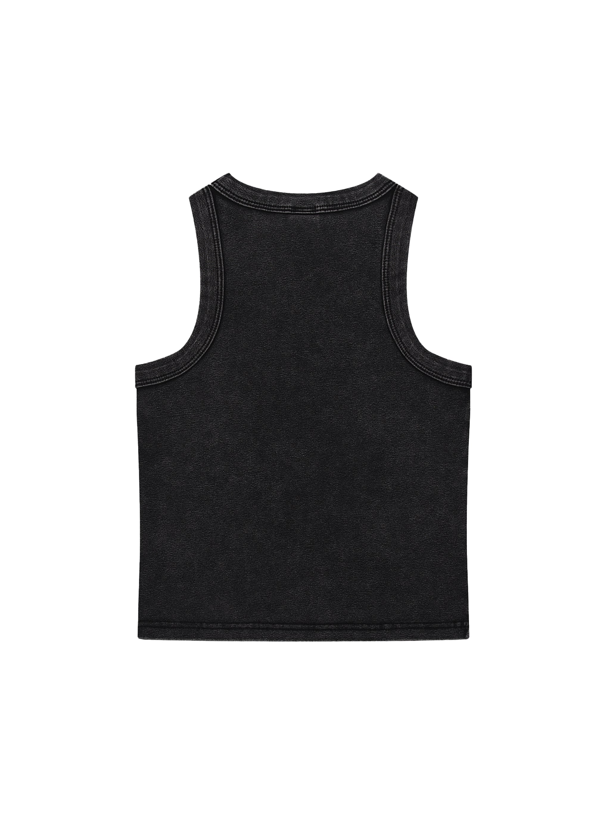 Back view of women’s washed tank top by VÉRON luxury streetwear
