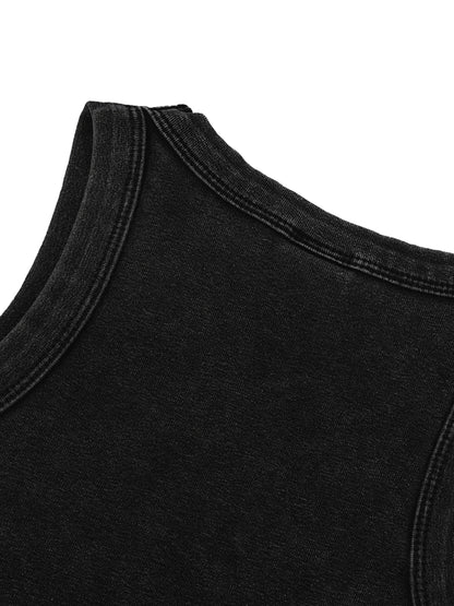 Close-up of vintage washed cotton fabric on VÉRON women’s tank 2
