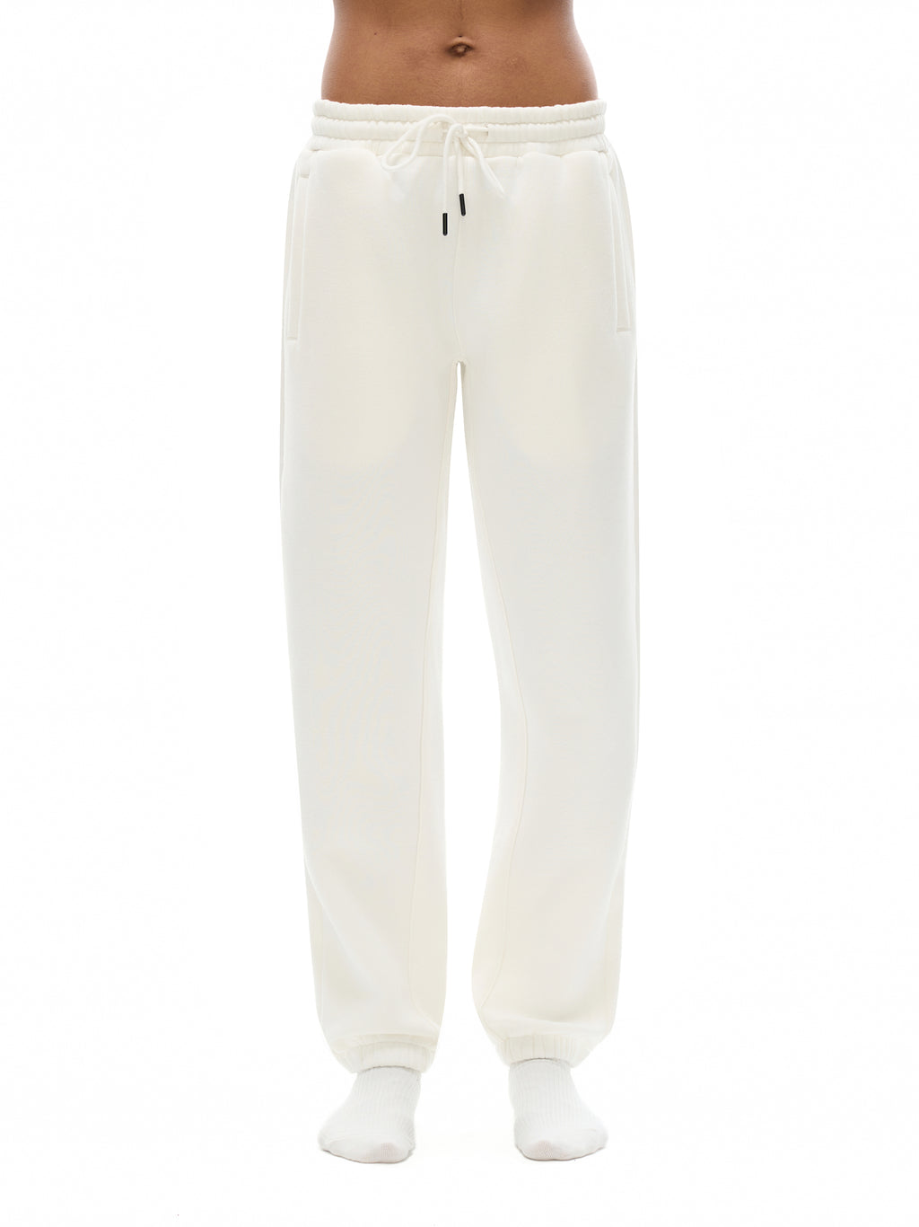 White sweatpants on a white background