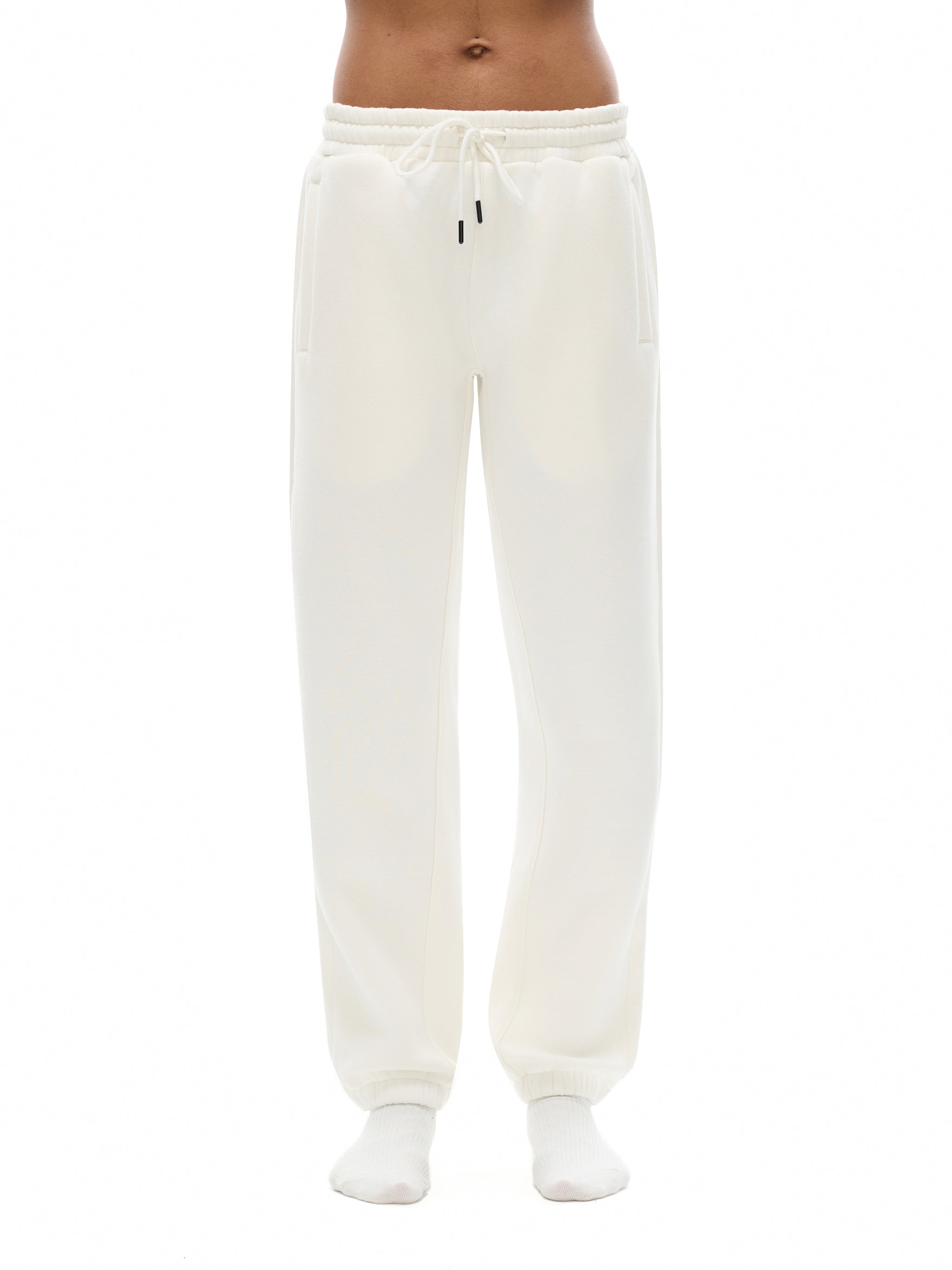 White sweatpants on a white background