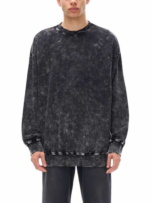 VÉRON Cristal Noir Washed Sweatshirt front view in vintage black 1