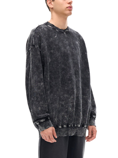 VÉRON Cristal Noir Washed Sweatshirt front view in vintage black 2