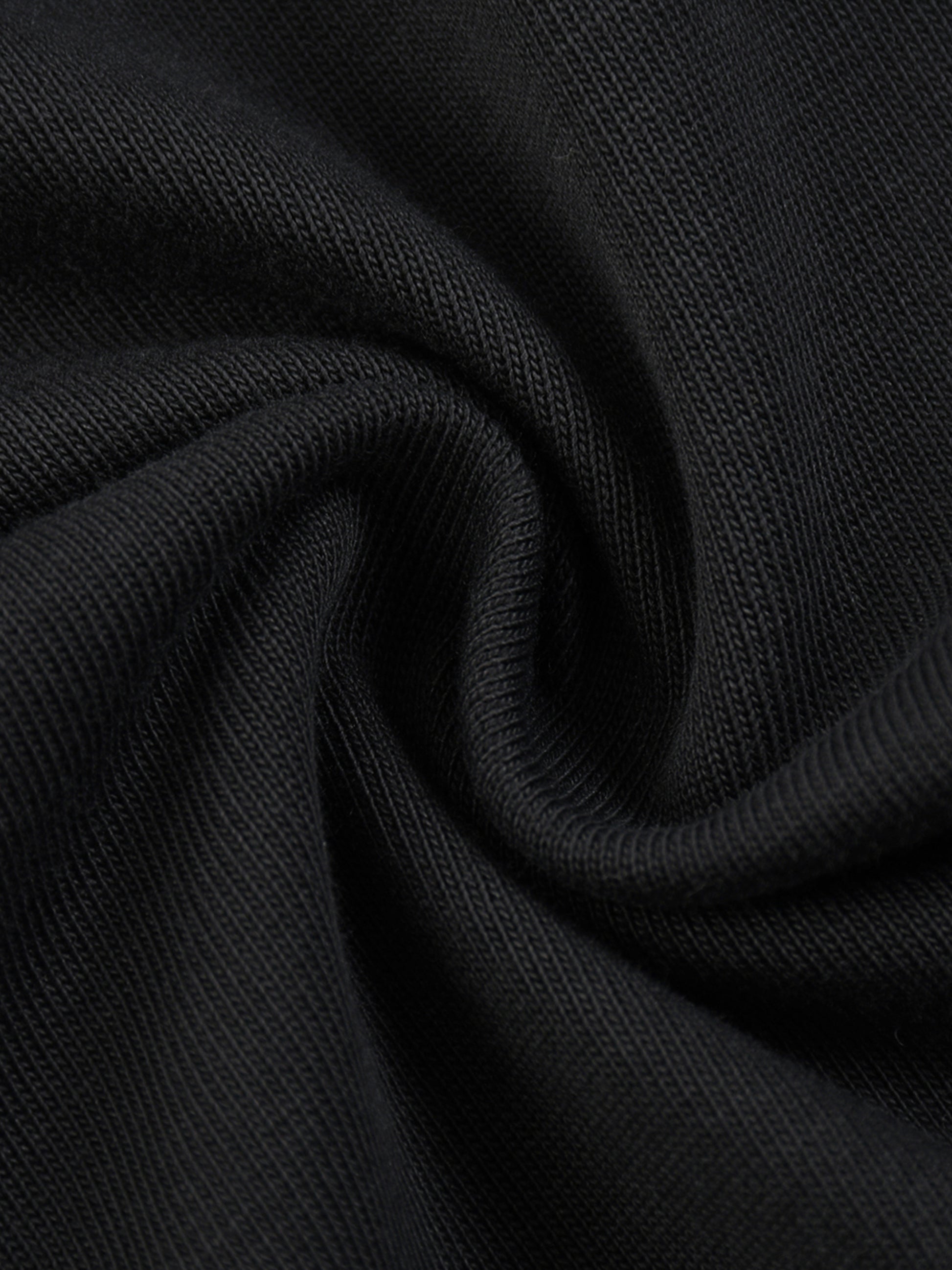 Close-up of black fabric with a textured pattern. 