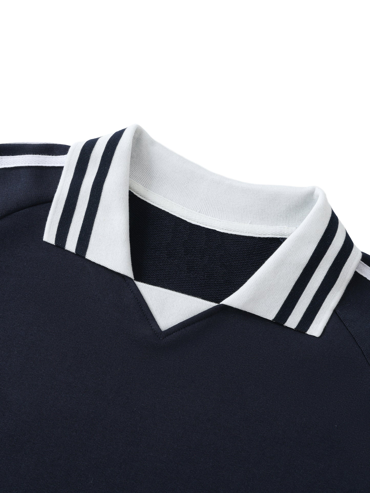 VERON Navy blue Sweater with white collar and three stripes on a white background