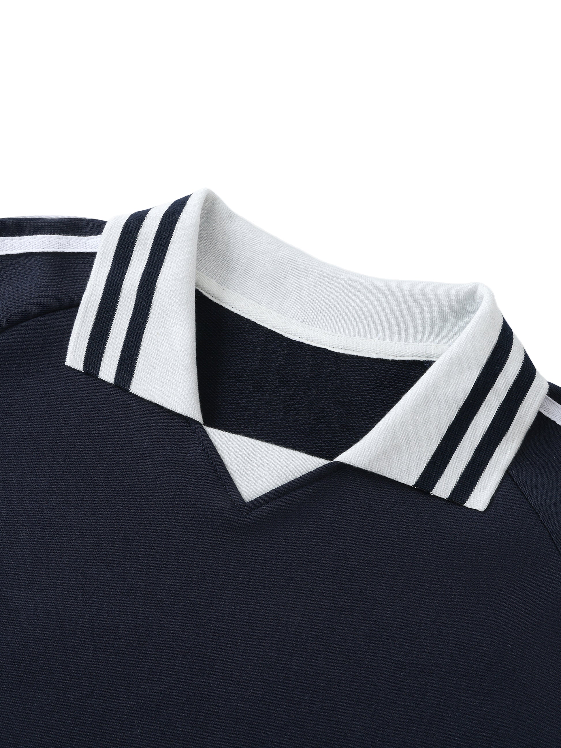 VERON Navy blue Sweater with white collar and three stripes on a white background